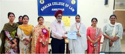Excellent performance of Khalsa College Law students in essay writing and examination