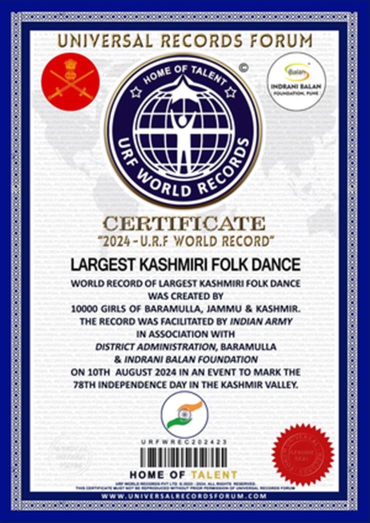 Young people from Baramulla set a world record with the largest folk dance performance of all time