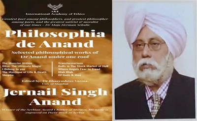 Healing touch to spiritual and ethical vacuum in modern life in ‘Philosophia De Anand’ of Dr Jernail Singh Anaad, a pride alum of SCD Govt College Ludhiana.