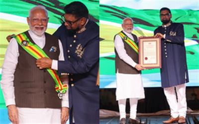 PM Modi conferred with Guyana's 'The Order of Excellence', dedicates it to people of India