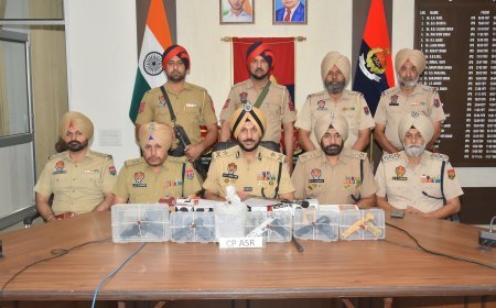 Cross-border smuggling module busted in Amritsar; three held with 900gms ice, 5 pistols
