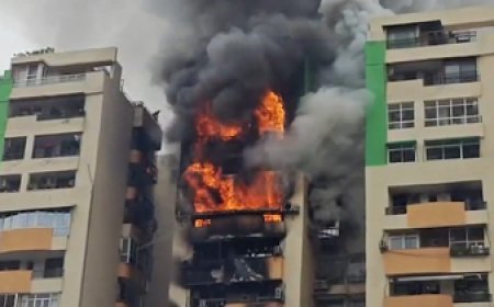 Massive blaze engulfs 8 flats in multi-storey building in Ghaziabad's Indirapuram