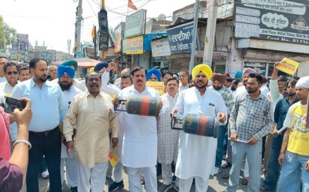 AAP stages protest against hike in gas cylinder prices, Sharp criticism of the Modi-led Central Government