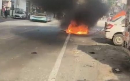 Car catches fire near Bhajanpura metro station in Delhi; driver escapes unhurt