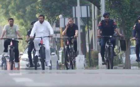 Haryana CM Saini cycles to Sukhna Lake to push save fuel message