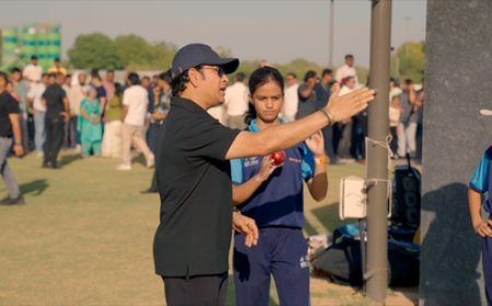 Young athletes share field with Sachin Tendulkar during special visit to SRT10 Altevol Sports Academy in Ahmedabad