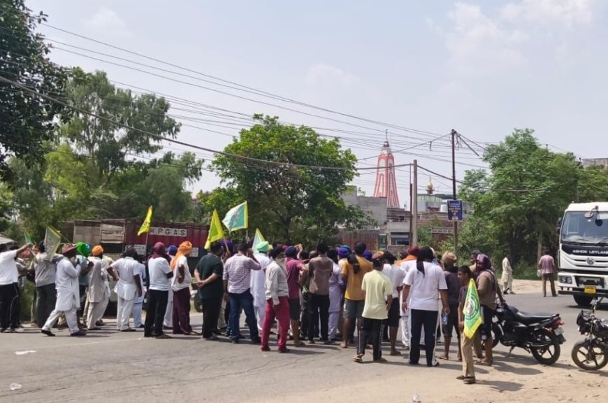 Farmers Stage Protest, Block Hoshiarpur Road Over Power Shortage During Paddy Sowing