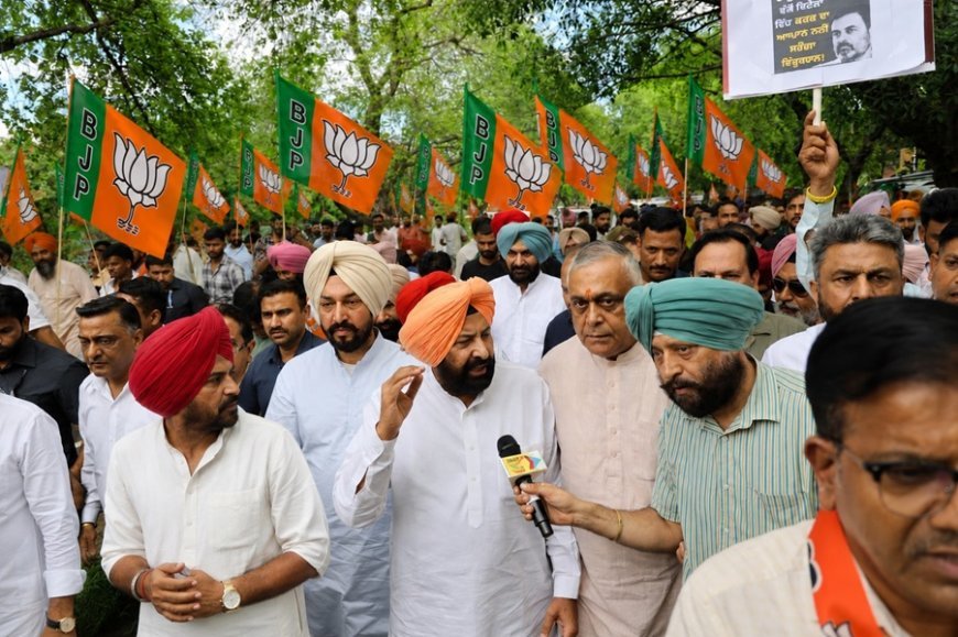 Congress Using NEET to Revive Failing Politics, Silent on Punjab Exam Scams; BJP Punjab's Massive Protest, Dhillon Among Hundreds Detained 