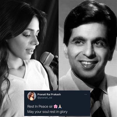 Pranati Rai Prakash pays homage to the legendary actor Dilip Kumar, shares an evergreen photo of him