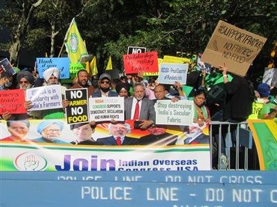 Indian Overseas Congress USA stages protest against Modi policies at the United Nations