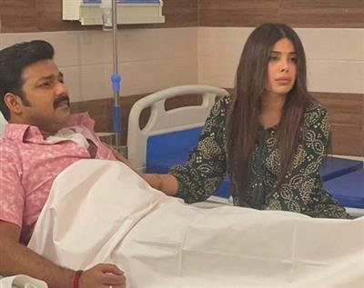 Check out the first BTS stills from the sets of Prapanch of Actress Sehnooor along with Bhojpuri star Pawan Singh