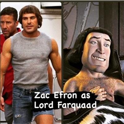 Zac Efron trolled with 'Shrek' character Lord Farquaad meme after new look