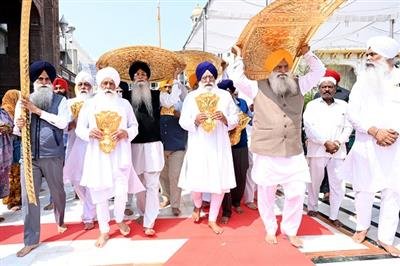 The process of placing gold leaves at Sachkhand Sri Harmandir Sahib has started
