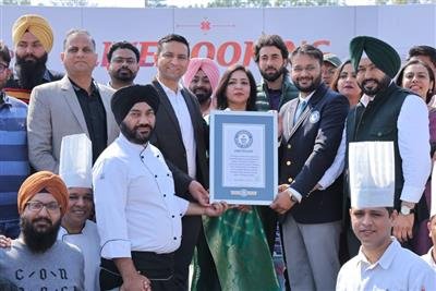 Punjab tourism minister Anmol Gagan Mann congratulates officials of Taj Group for getting entry in Guinness book of world records