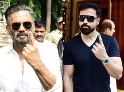 Suniel Shetty posts video before voting; Emraan Hashmi clicks pictures with voters