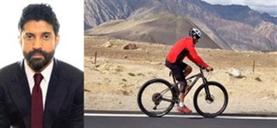 Farhan Akhtar makes the most of his off day by riding a bicycle i the mountains