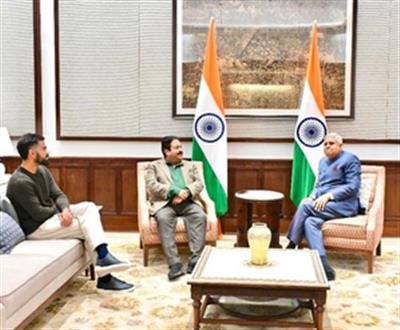 BCCI official Rajeev Shukla, Kohli meet VP Dhankhar in New Delhi