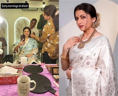 Bhagyashree shares a glimpse from her ‘early mornings at shoot’