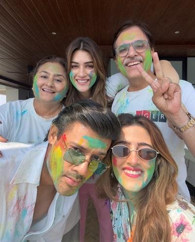 Kriti Sanon drops a glimpse of her first Holi masti with brother-in-law Stebin Ben