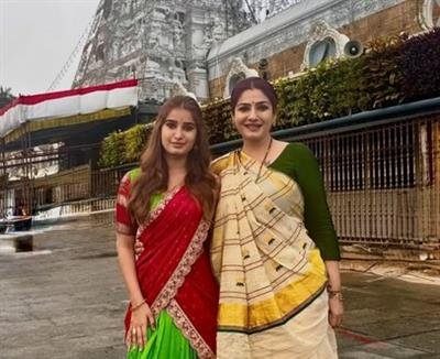 Raveena Tandon, Rasha Thadani visit Tirupati temple to mark latter's birthday & ‘India's big win’